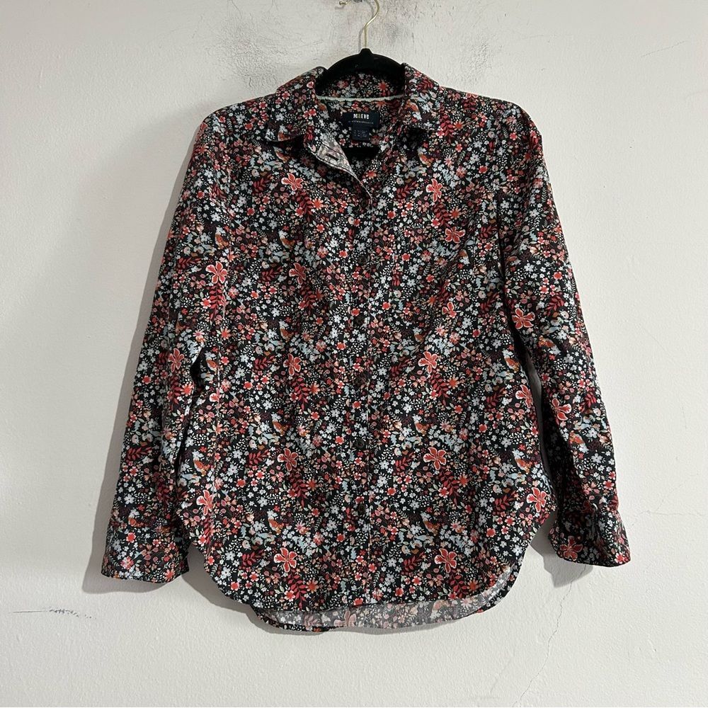 Anthropologie Maeve Floral Cotton Button Down Top 6 Boho Cottage Ditsy Coquette